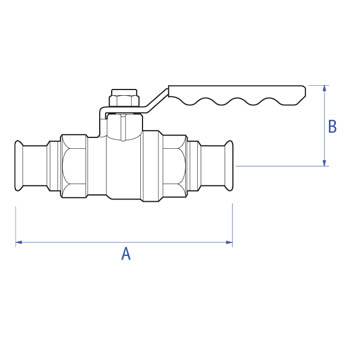 Brass chrome plated ball valve with lever, full bore. XPress ends for copper/carbon steel/stainless steel tube dimensions