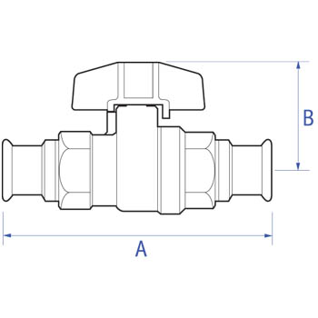 Brass chrome plated ball valve with tee, full bore. XPress ends for copper/carbon steel/stainless steel tube dimensions