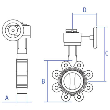  Venturi steel double regulating valve (DRV) dimensions