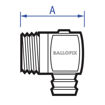 Ballofix draincock. Screwdriver operation dimensions