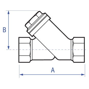 Brass Y pattern strainer. Female x female. ISO228 (BS2779) parallel thread dimensions