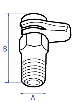 Red and blue Venturi test points. Male taper thread dimensions