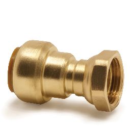 Tap connector, push-fit x BSP union nut. Spigot and washer joint