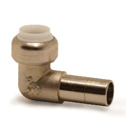 Street elbow, push-fit x male end for insertion into fitting. Nickel plated finish