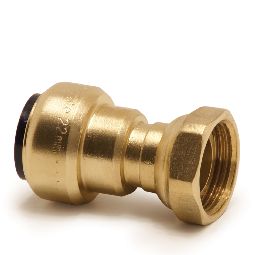 Tap connector, push-fit x BSP union nut. Spigot and washer joint