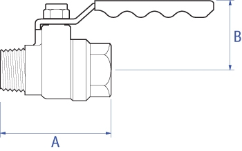 PB500MF Chromium plated brass ball valve male x female dimensions