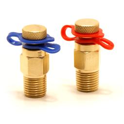 Pegler 710TP DZR red and blue self seal test points. Male taper connection