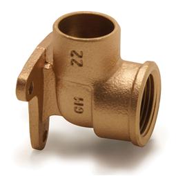 Backplate elbow, copper x BSP parallel female thread. Backplate with three hole fixing