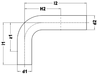 Elbow, male x male dimensions