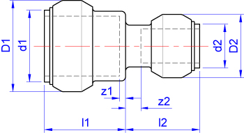 Reducing coupling, push-fit x push-fit dimensions