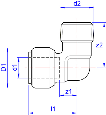 Male elbow, push-fit x BSP taper male thread dimensions