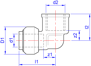 Female elbow, push-fit x BSP parallel female thread dimensions