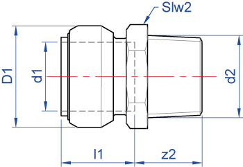 Straight male connector, push-fit x BSP taper male thread dimensions