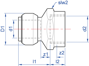 Straight female connector, push-fit x BSP parallel female thread dimensions