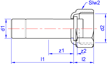 Tap connector, male end for insertion into fitting x BSP union nut. Spigot and washer joint dimensions