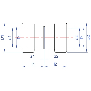 Straight coupling push-fit x push-fit dimensions