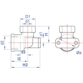 Backplate elbow push-fit x BSP parallel female thread dimensions