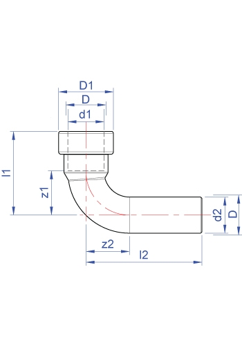 Street elbow push-fit x male end for insertion into fitting dimensions