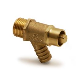 Brass lockshield draincock type A to BS 2879/2, male taper thread to BS21