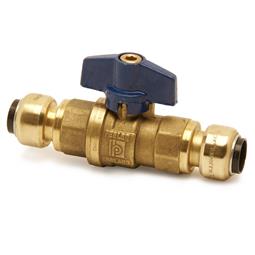 DZR ball valve with tee - full bore. Tectite push-fit ends for copper, carbon and stainless steel tube