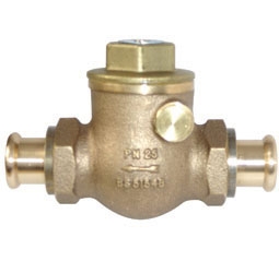 Press-fit swing check valve. XPress ends for copper/carbon steel/stainless steel tube