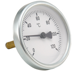 Bimetallic thermometer for circulation valves