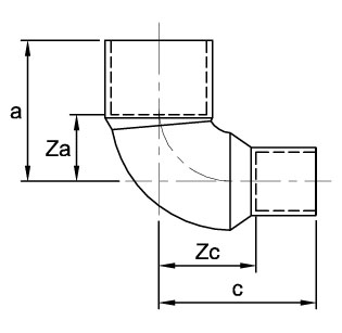 Reducing elbow, copper x copper dimensions