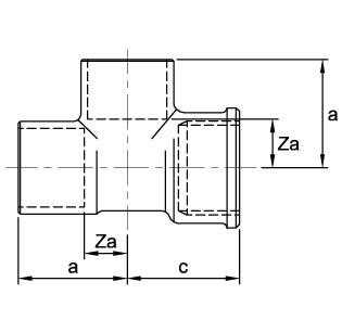 Female tee, copper x BSP parallel female end x copper branch dimensions