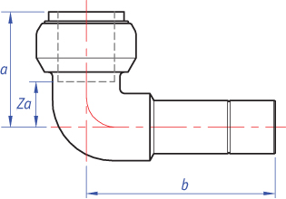 Street elbow push-fit x male end for insertion into fitting dimensions