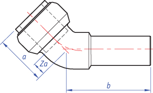 Obtuse street elbow, push-fit x male end for insertion into fitting dimensions